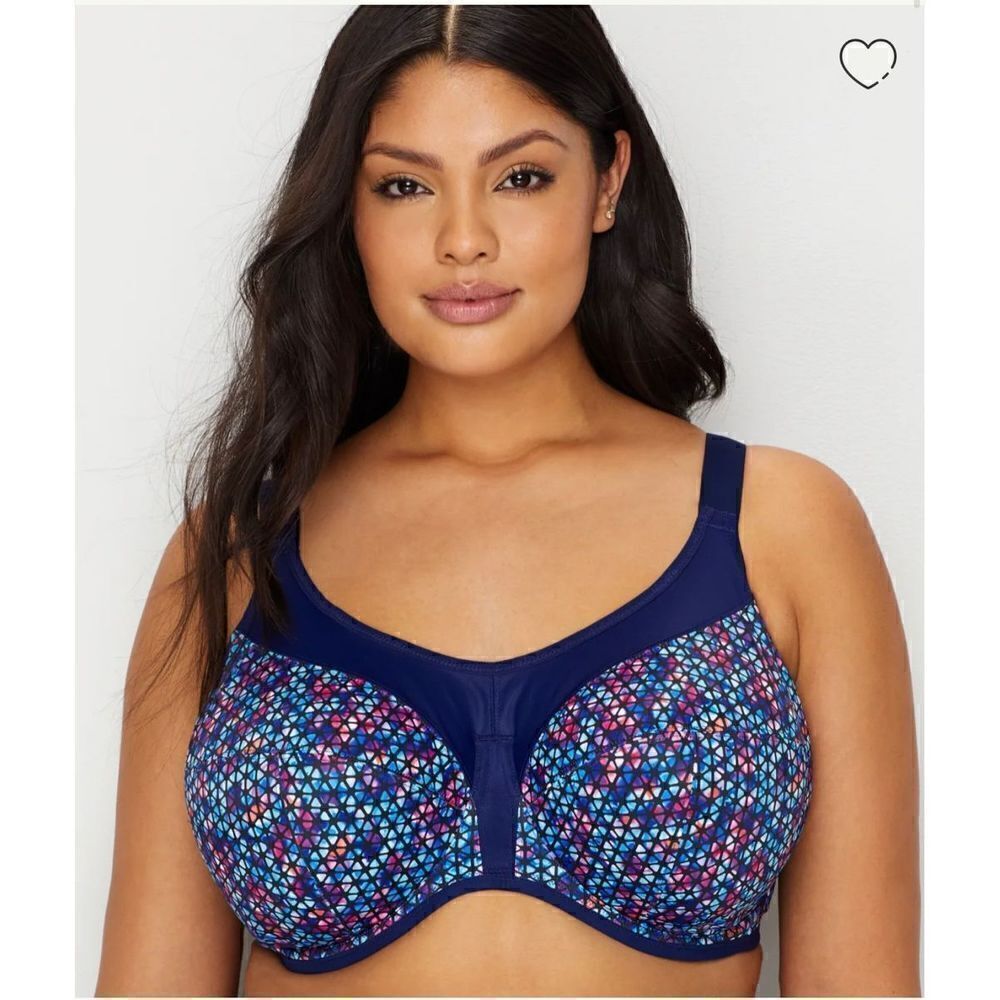 NWT Elomi High Impact Underwire Sports Bra 44H Blue Racerback Convertible